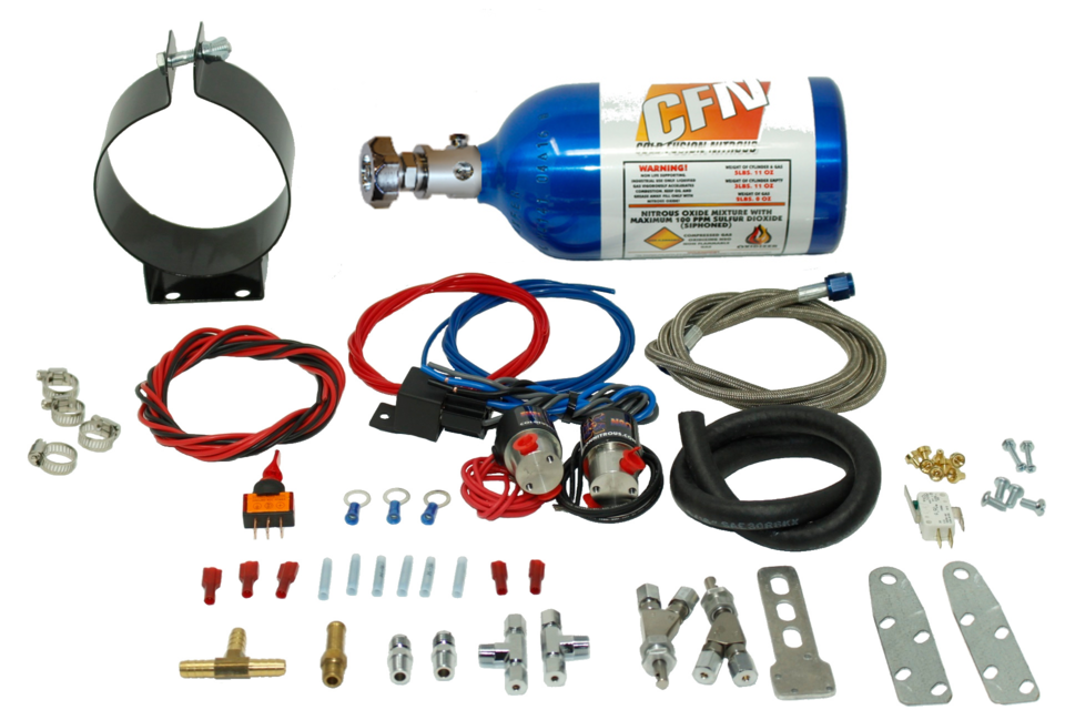 Dual Throttle Body EFI Motorcycle Kit 10-100Hp - w/2Lb Bottle & Line