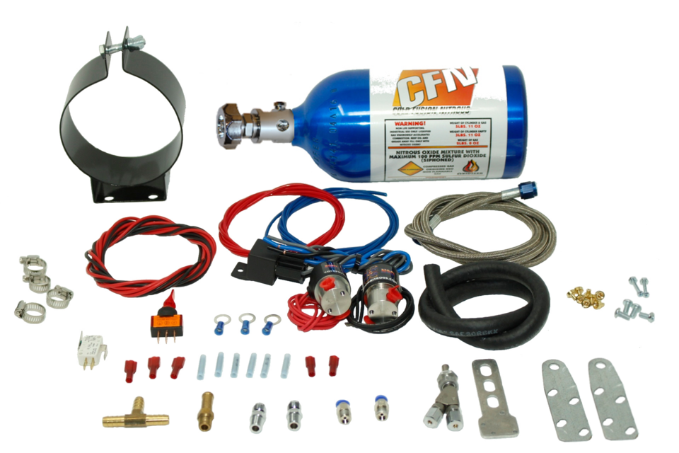 Single Throttle Body EFI Motorcycle Kit 10-100Hp - w/2Lb Bottle & Line